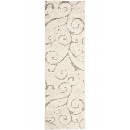 Safavieh Shag Power Loomed Runner RugCream & Beige 2 ft.3 in. x 8 ft. SG455-1113-28
